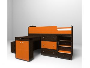 Кровать-чердак Малыш оранж-венге