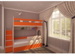 Кровать двухъярусная Юниор 1 дуб-оранж