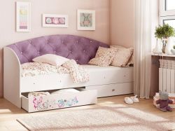 Кровать Эльза с 2 ящиками велюр фиолетовый