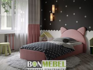 Кровать Китти 900 с ПМ ткань розовая