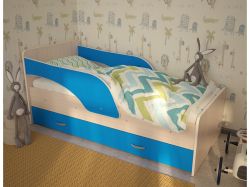 Кровать Максимка с ящиком дуб млечный-синий