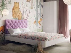 Кровать Милана со стразами велюр фиолетовый