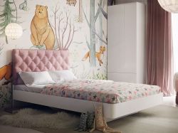 Кровать Милана со стразами велюр розовый