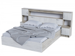 Кровать с прикроватным блоком 1600 Басса КР-552 дуб крафт серый-дуб крафт белый