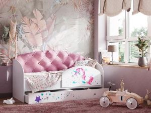 Кровать Звездочка с бортиком розовый