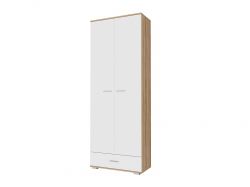 Шкаф 2-х дверный с 1 ящиком Италия ШК1Я-800 дуб сонома-белый глянец