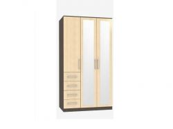 Шкаф 3-х дверный с ящиками Трио-1 с зеркалом венге-дуб беленый