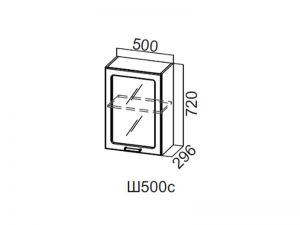 Шкаф навесной со стеклом 500 Ш500с Волна 500х720х296